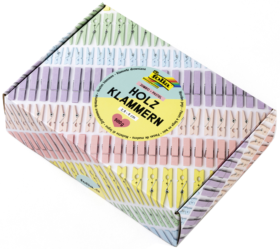 folia Mélange de pinces en bois PASTEL Jumbobox, 500 g