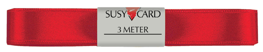 SUSY CARD Ruban cadeau 'double satin', 15 mm x 3 m, rouge