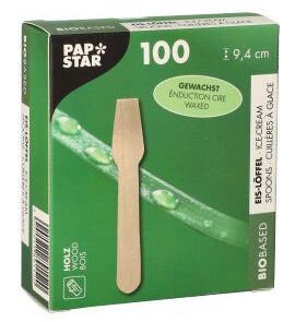 PAPSTAR Cuiller à glace en bois 'pure', cirée