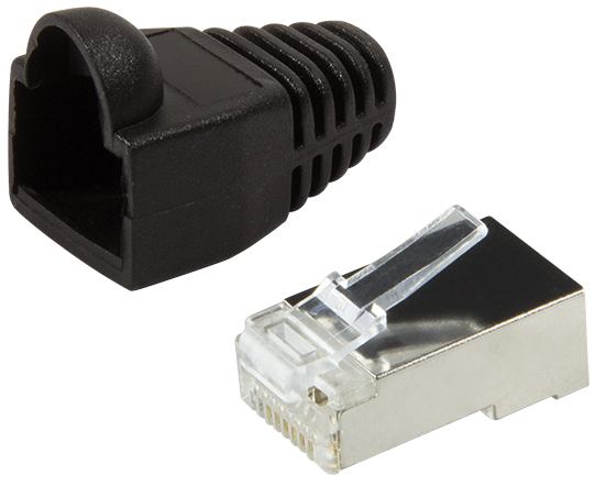 LogiLink Connecteur mâle RJ45, Cat.5e, noir, avec manchon de