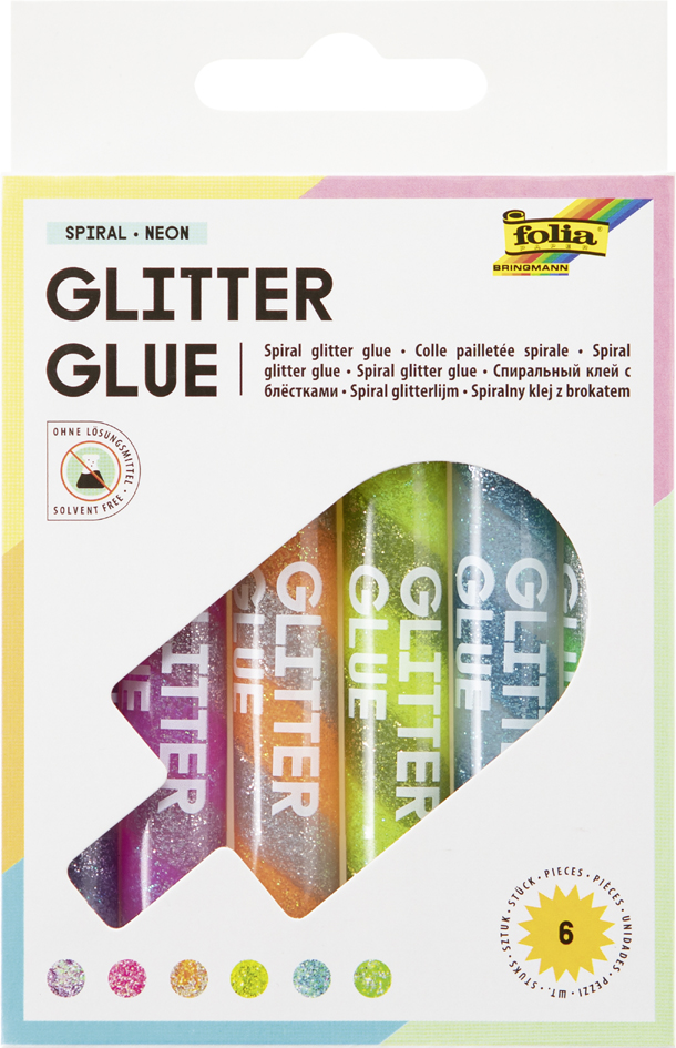 folia Colle pailletée 'Glitterglue SPIRAL NEON', assortie