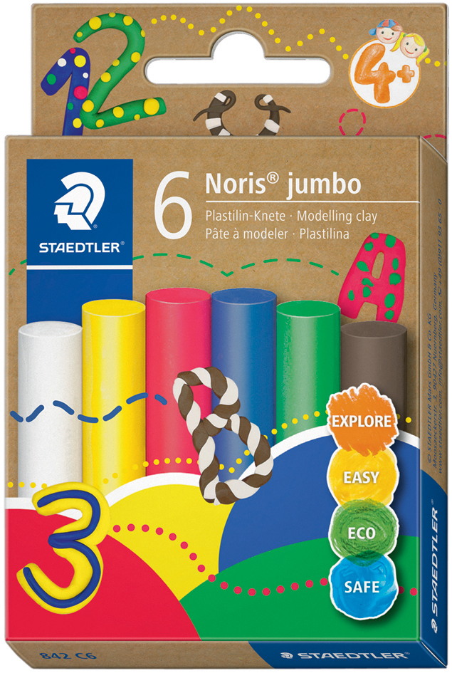 Pâte à modeler plastilin Noris jumbo, couleurs basiques