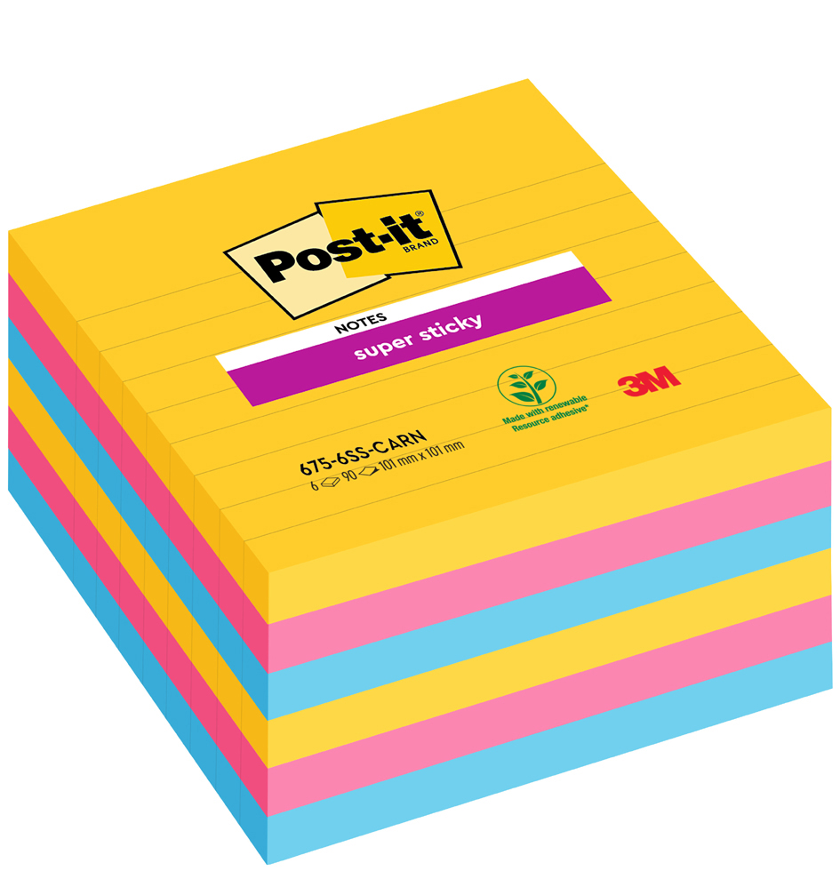 Post-it Bloc note super sticky notes, 101 x 101 mm, ligné