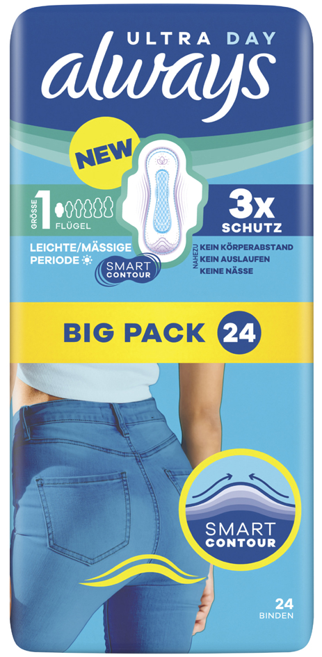 Serviette hygiénique ULTRA DAY Normal avec ailettes, taille 1