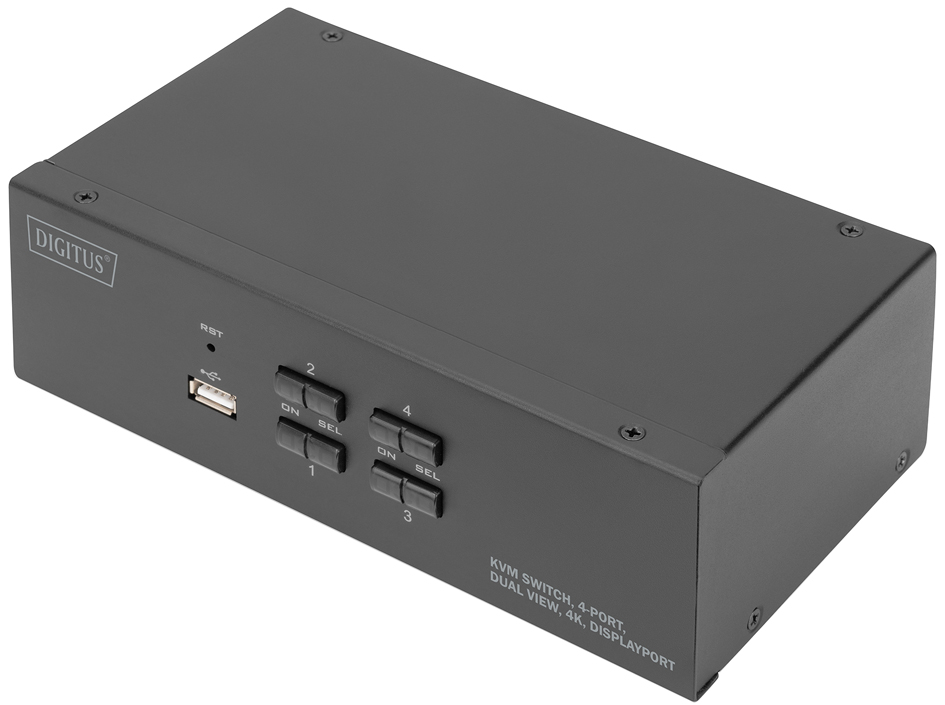 Commutateur KVM, 4 ports, double affichage, avant