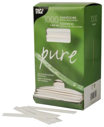 PAPSTAR Cure-dent 'pure', en bois, rond, longueur: 65 mm