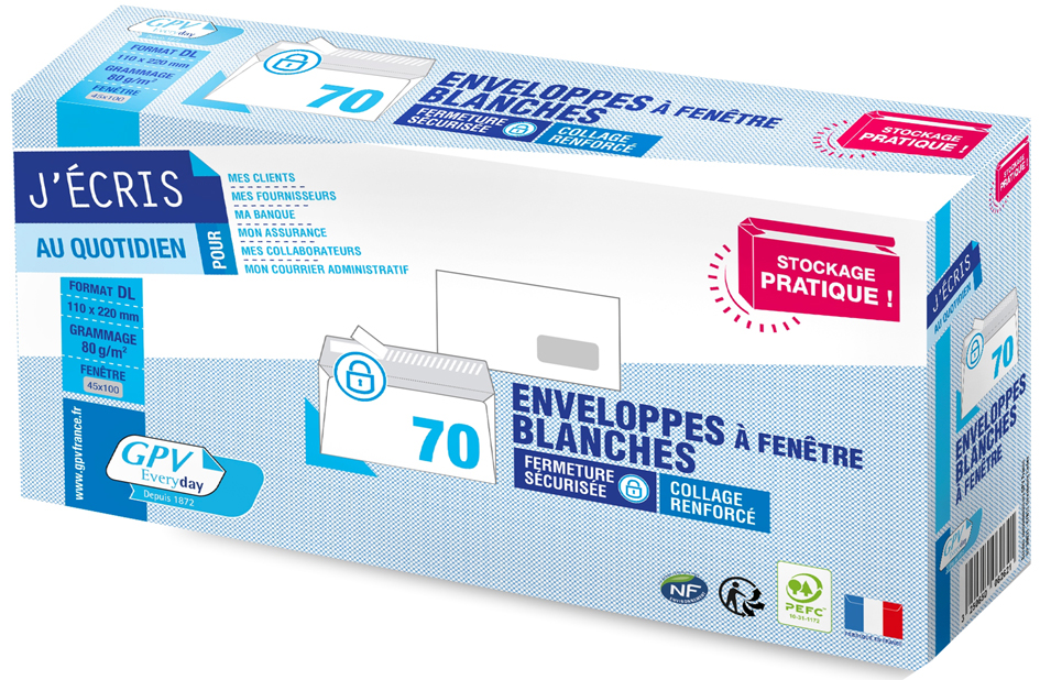 Visuel de référence: Enveloppes Office - Boîte comptacte de 70