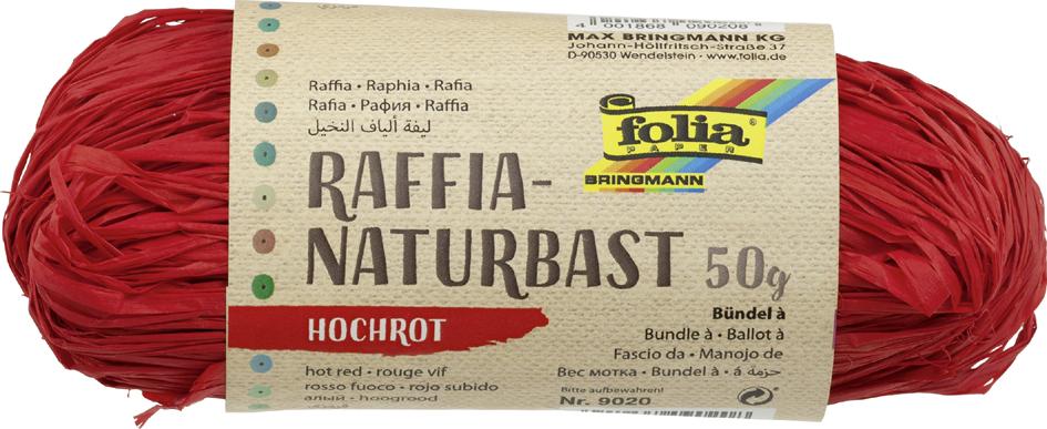 folia Raphia naturel, 50 g, écarlate