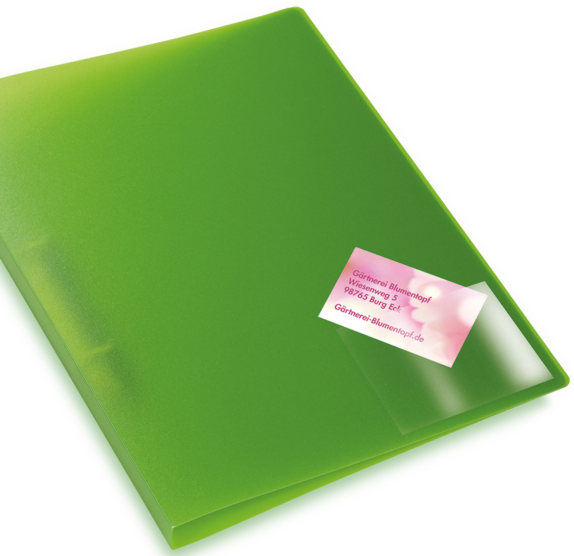 Pochettes adhésives, cartes de visites