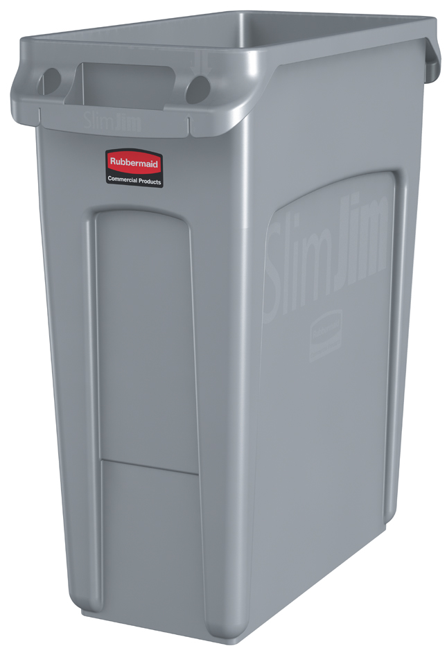 Rubbermaid Collecteur de déchets Slim Jim, 60 litres, gris