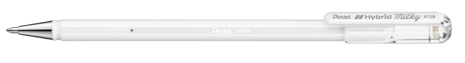 Pentel Stylo roller à encre gel Hybrid Milky, blanc