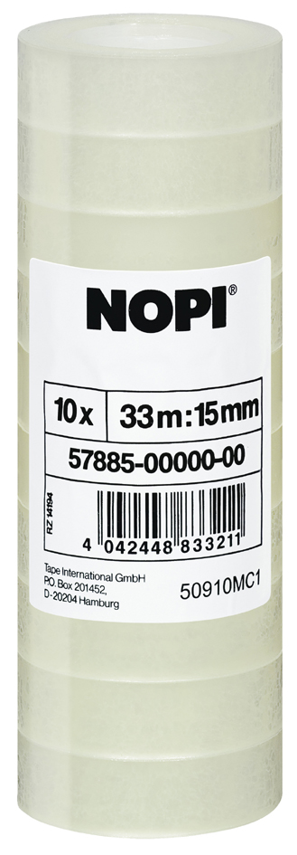 NOPI Ruban adhésif, pack filmé, 12 mm x 10 m, transparent
