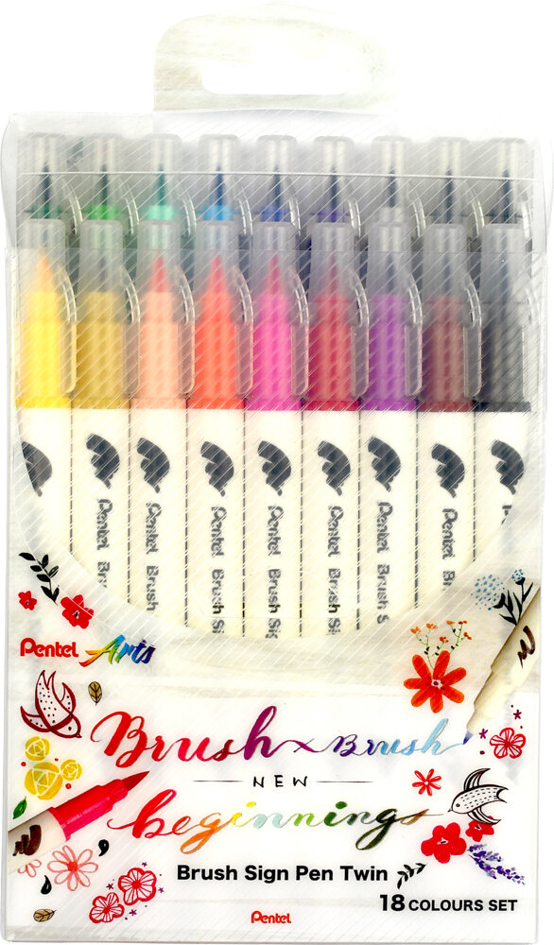 PentelArts Feutre pinceau BrushSignPen Twin, set de 18