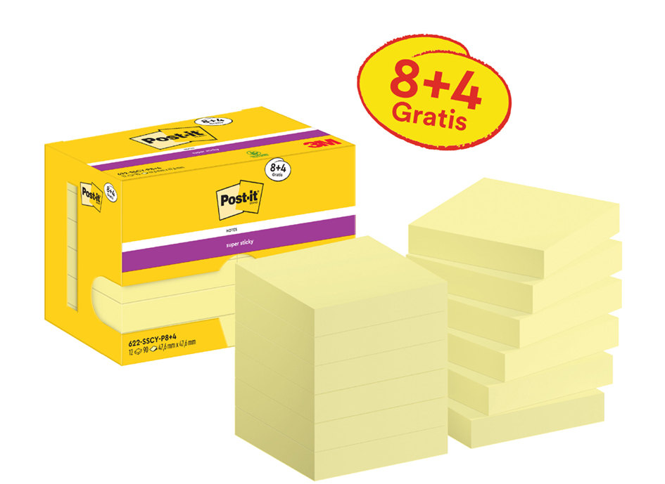 Post-it Bloc-note super sticky notes, 127 x 76 mm, 14+2