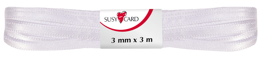 SUSY CARD Ruban cadeau 'double satin', 3 mm x 3 m, blanc