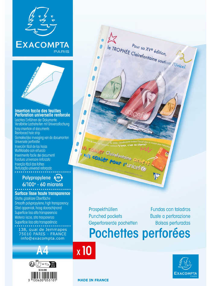 Visuel de référence: Pochette perforée, ouvert en haut et sur le côté