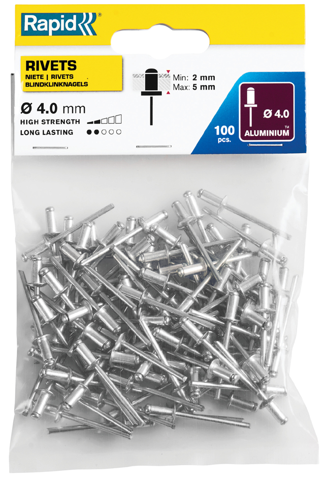 Rapid Rivet aveugle standard, 4,0 x 8 mm, en aluminium