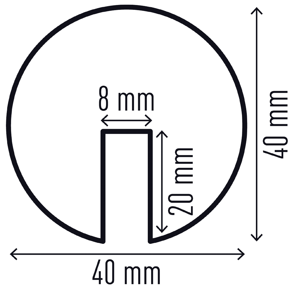 Vue détaillée: dimensions du profilé de protection d'arêtes E8R