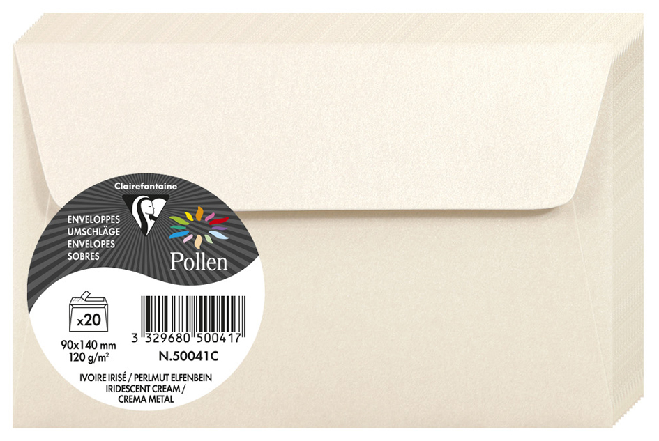 Pollen by Clairefontaine Enveloppe 90 x 140 mm, ivoire irisé