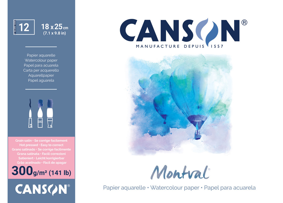 CANSON Bloc de papier aquarelle 'Montval', A4, 300 g/m2