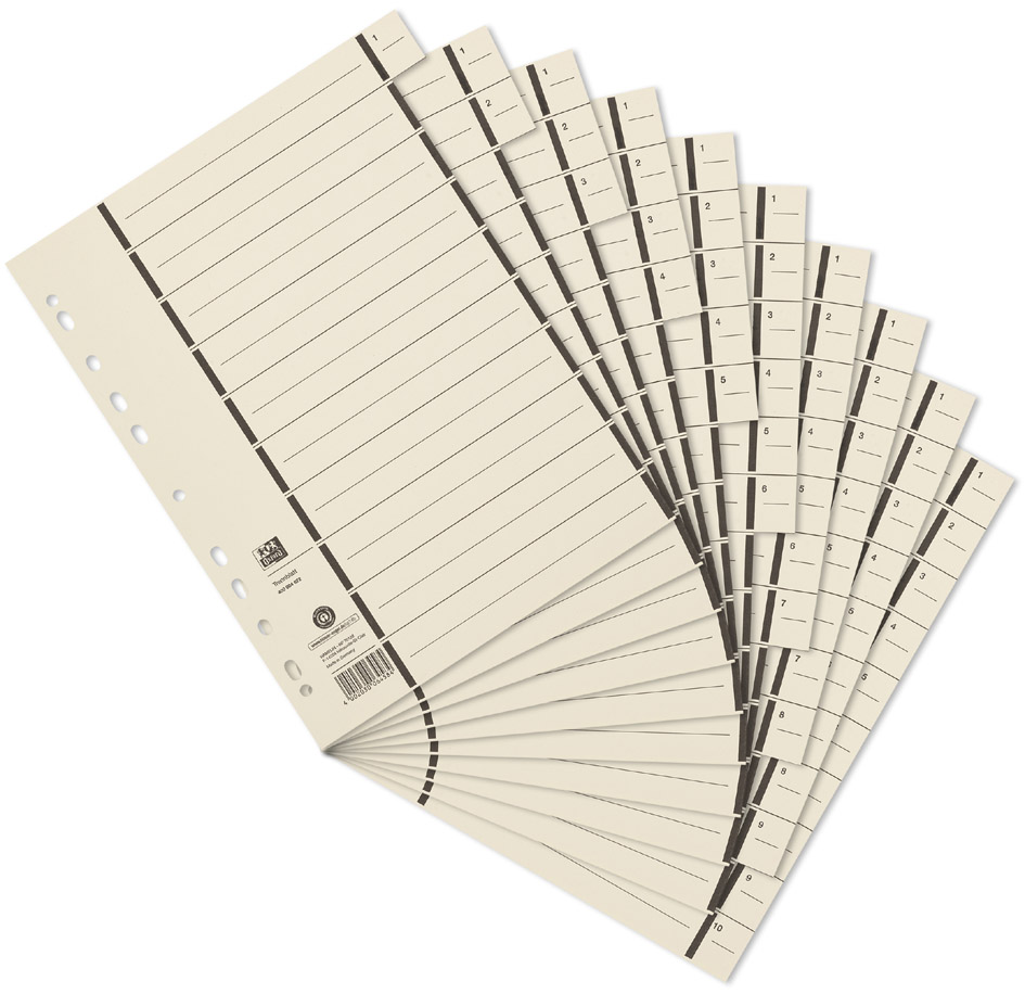 Intercalaires avec perforation, vue détaillée