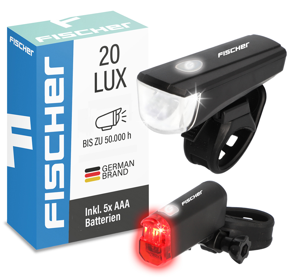 Kit d'éclairage LED pour vélo, à piles, 20 lux, Small-Box