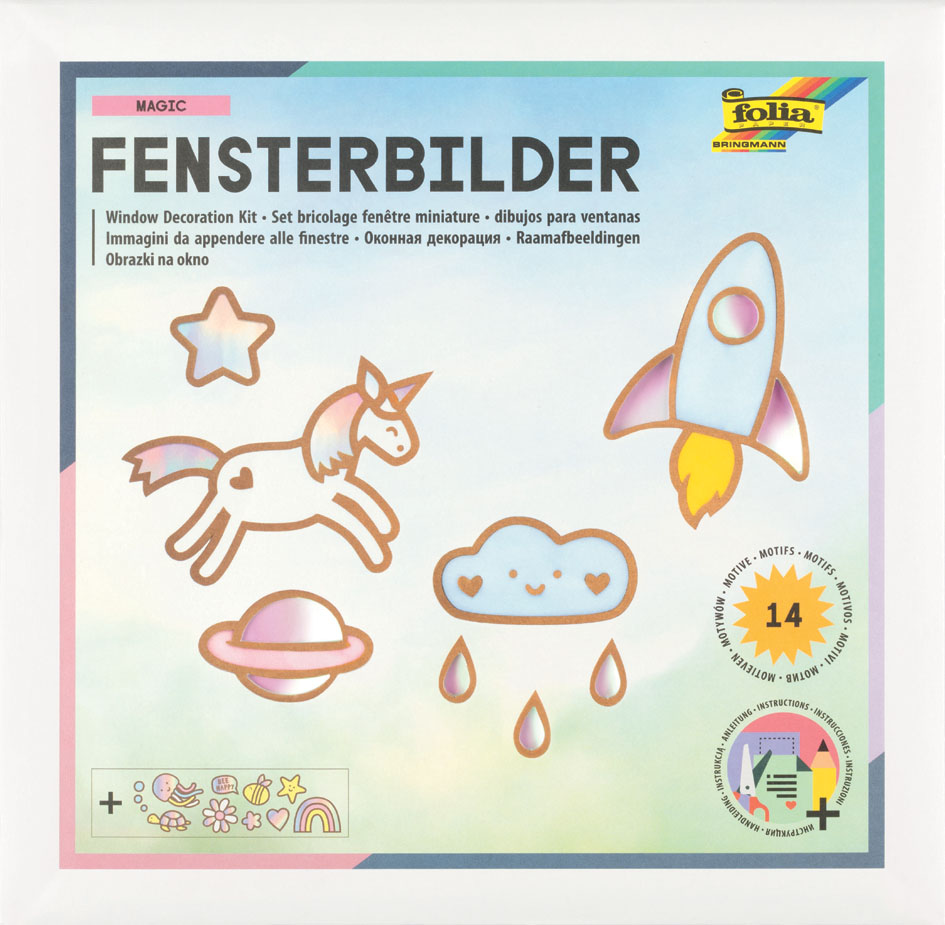folia Kit de décoration pour fenêtre MAGIC, 14 motifs