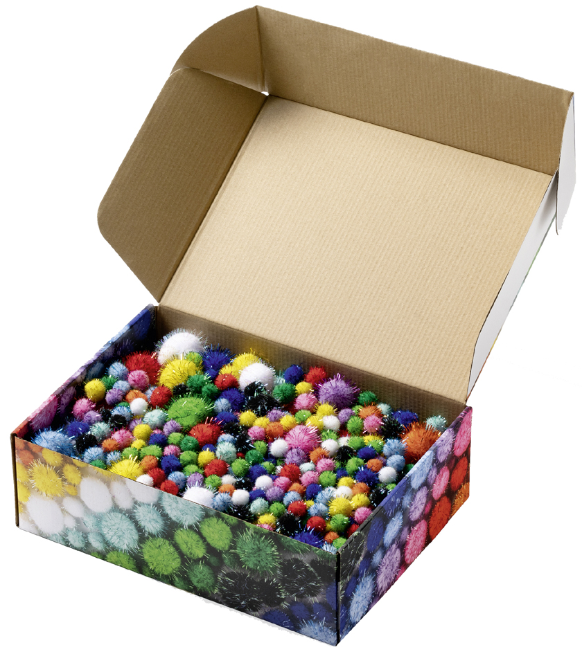 Mélange de pompons GLITTER Jumbobox, ouvert