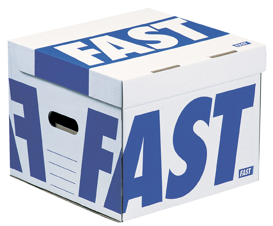 FAST Cube d'archives à couvercle, blanc/bleu