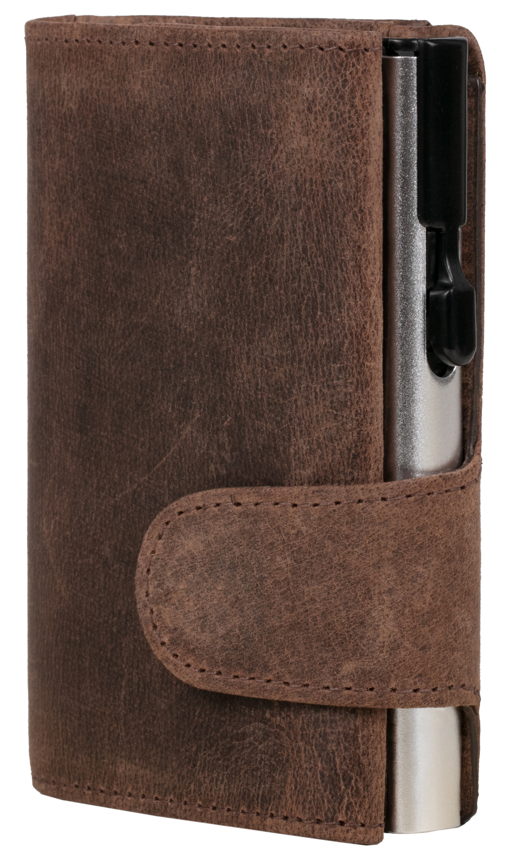 CLICKSAFE Porte-monnaie avec porte-cartes, cuir Hunter, brun