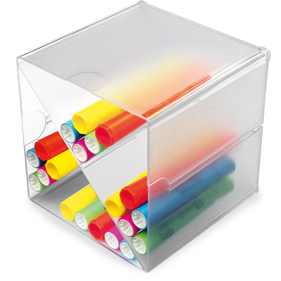 deflecto Boîte de rangement Cube, 4 casiers, cristal