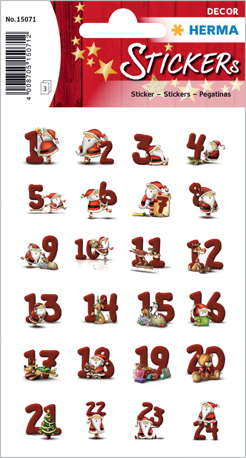 Stickers de Noel, calendrier de l'Avent