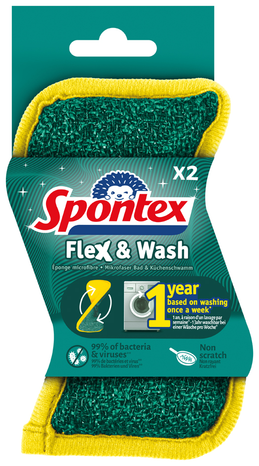 Spontex Éponge Flex & Wash, pack de 2