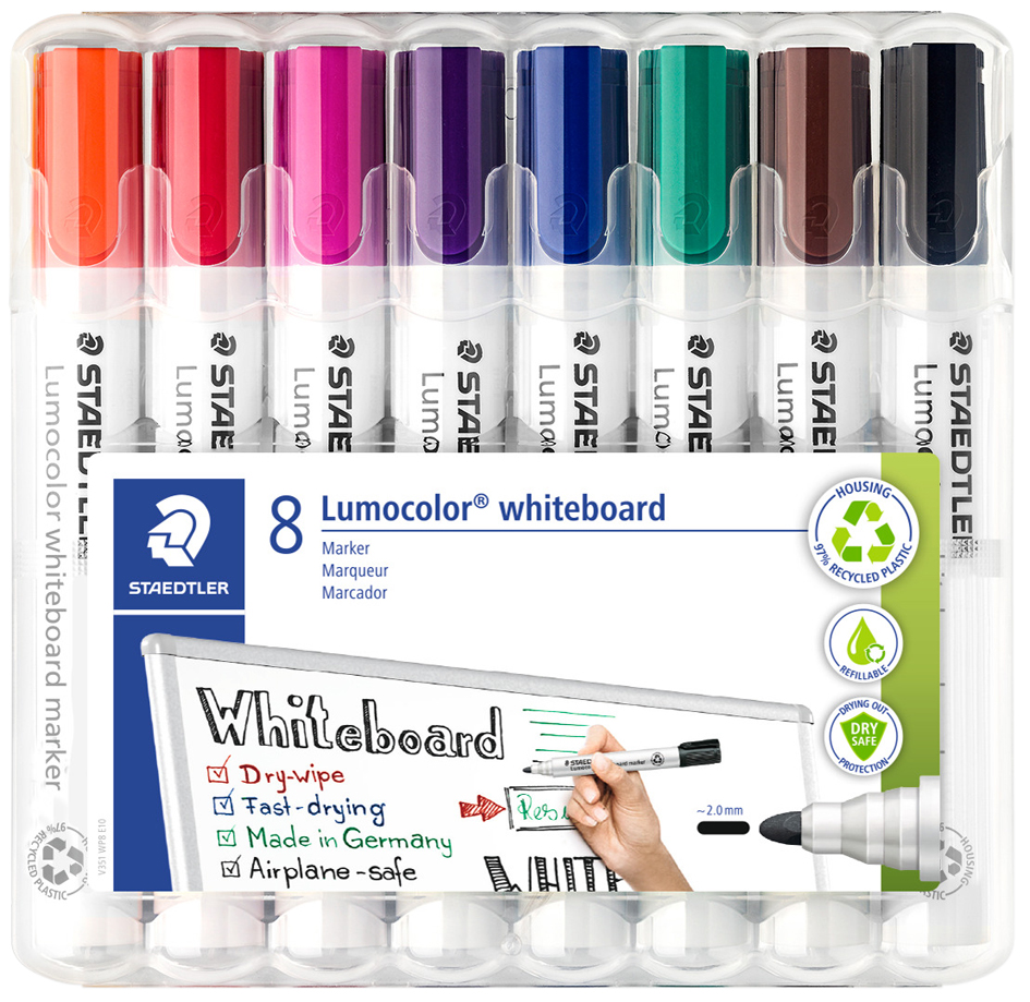 STAEDTLER Marqueur tableau blanc 351 Lumocolor, étui de 8