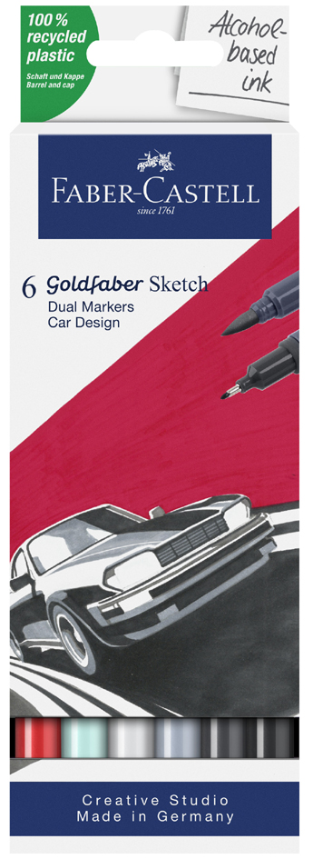 FABER-CASTELL Marqueur Sketch GOLDFABER, étui de 6 Car