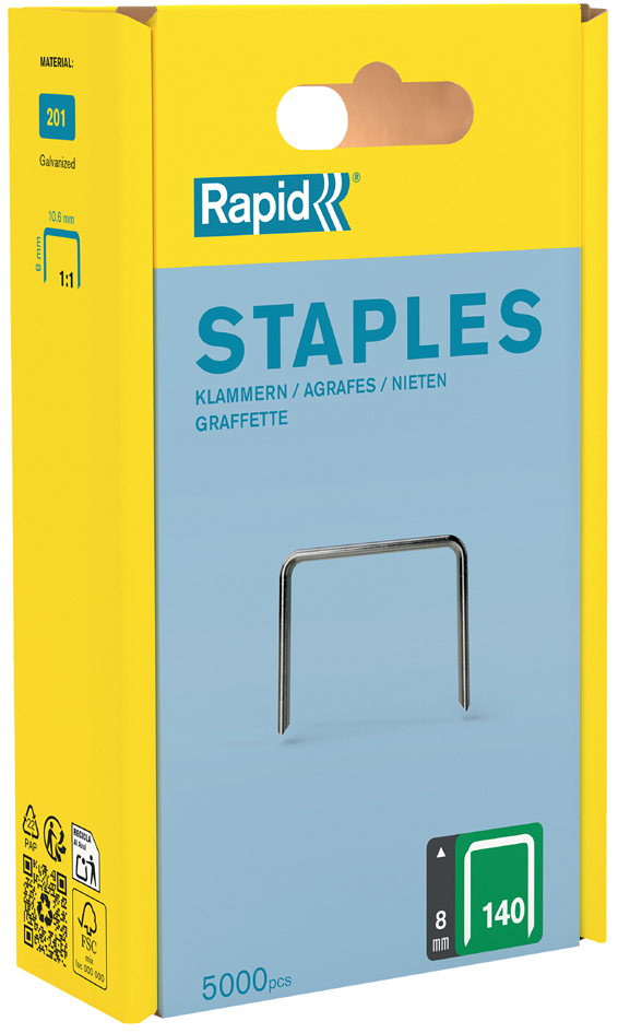 Rapid Agrafe fil plat no. 140, 8 mm, grand paquet