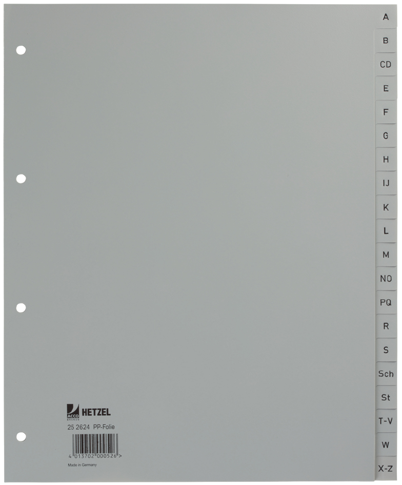 HETZEL Intercalaires en plastique, A-Z, A4 extra large
