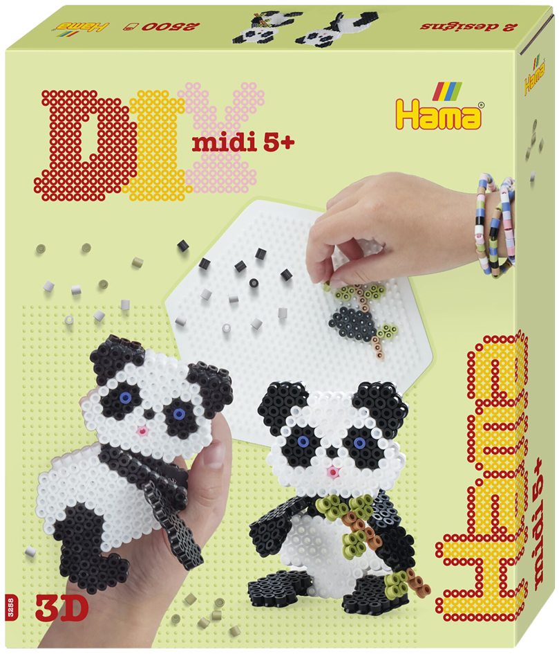 Hama Perles à repasser midi 3D 'Panda', coffret cadeau