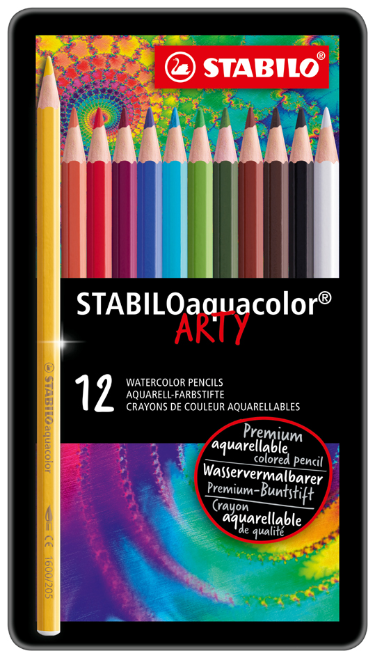 STABILO Crayon de couleur aquacolor 'ARTY', étui métallique