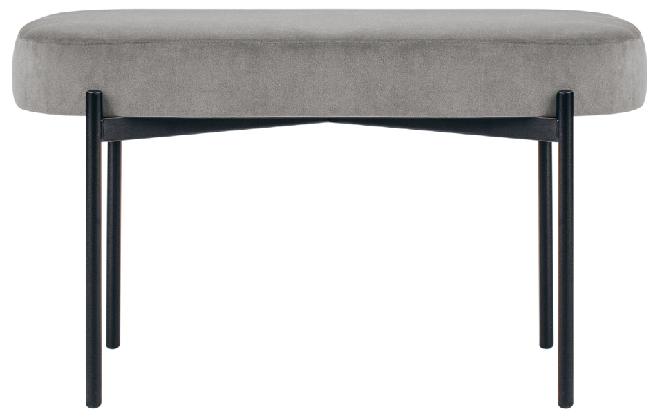 PAPERFLOW Banc oval GAIA, taille M, habillage velours, gris