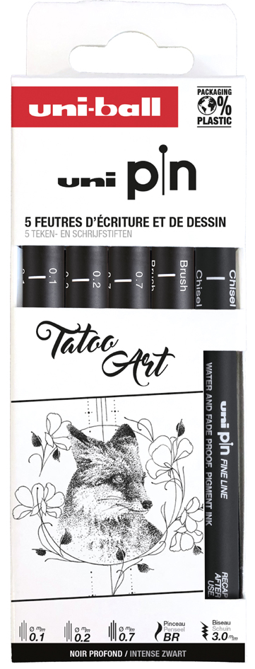 uni-ball Feutre technique PIN 'Tatoo Art' PF, set de 5