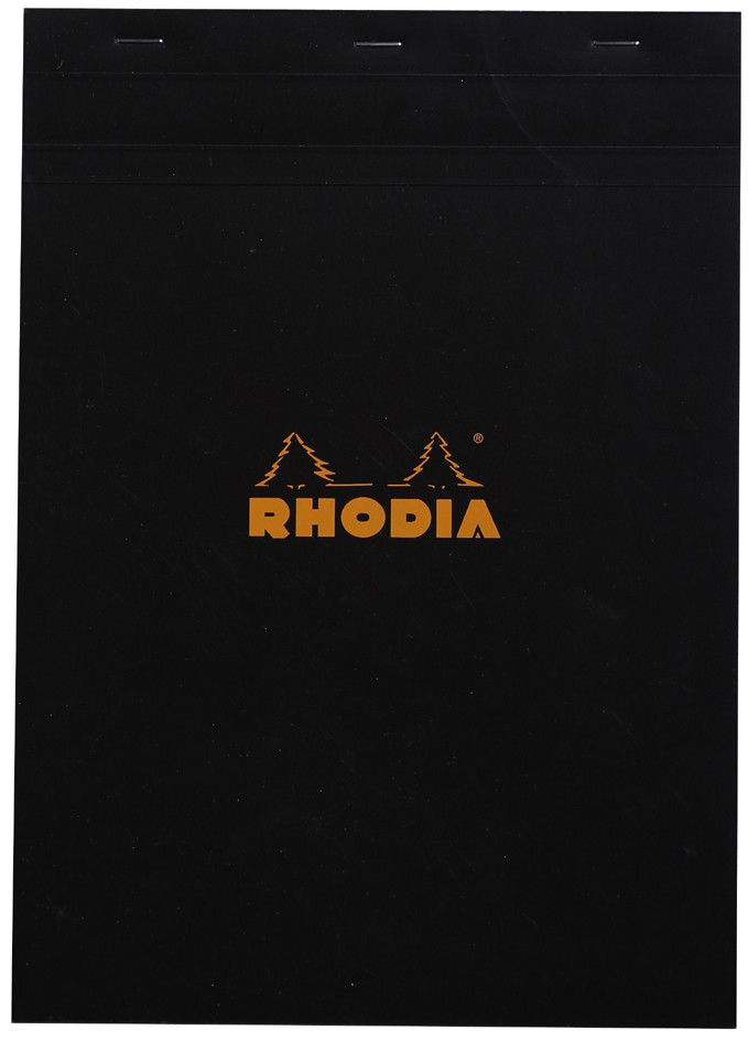 RHODIA Bloc agrafé No. 18, format A4, quadrillé 5x5, noir