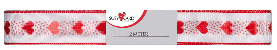 SUSY CARD Ruban cadeau 'petit coeur', 15 mm x 2 m, rouge/