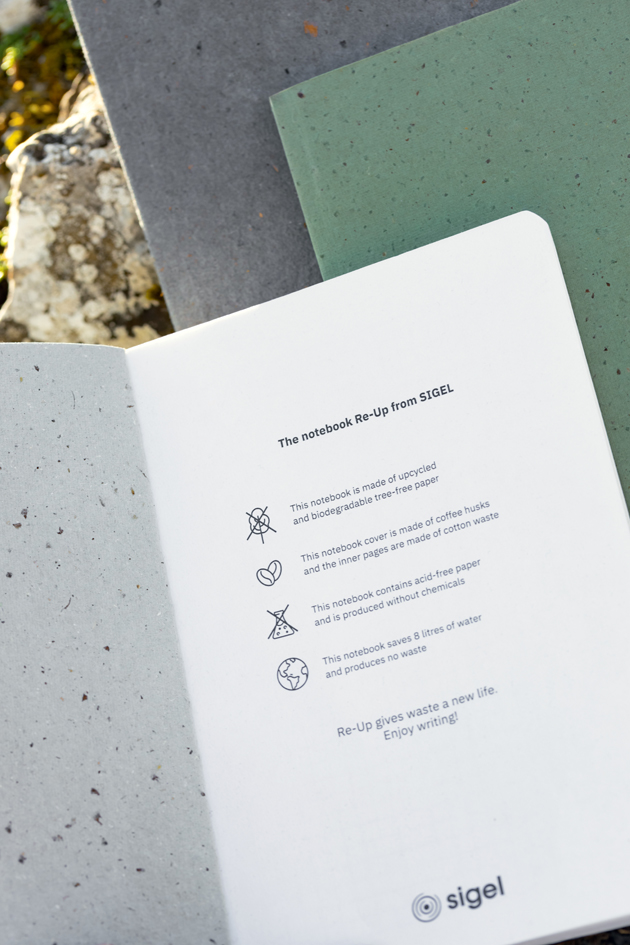 sigel Carnet de notes Re-Up, A5, ligné, gris clair