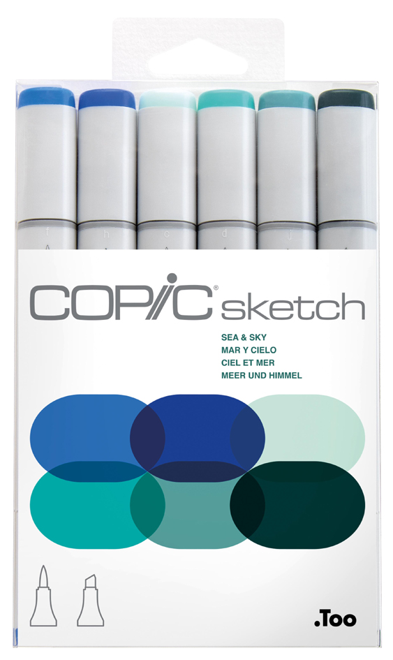 COPIC Marqueur sketch, kit de 6 'Sea & Sky'