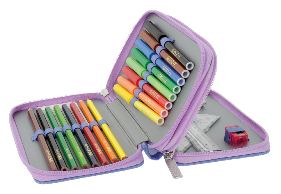Étui scolaire double "Mystic Mermaid", ouvert