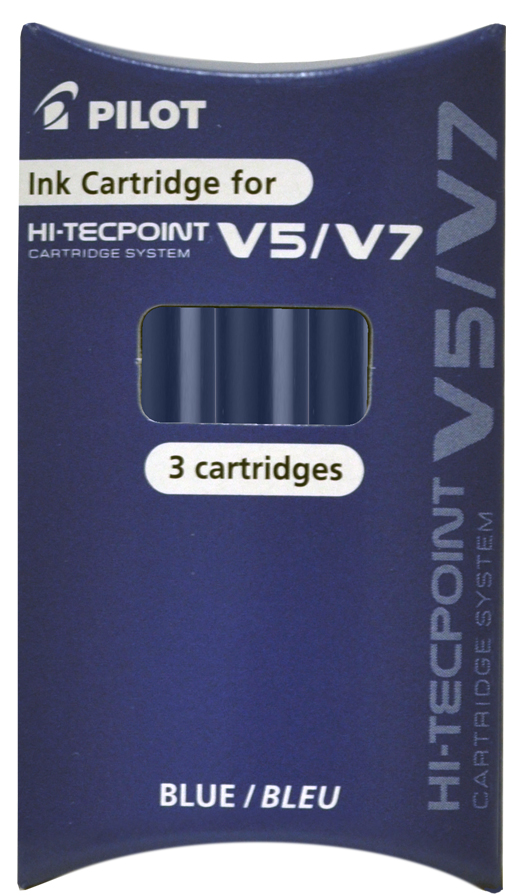 Cartouches d'encre pour stylo roller V5/V7 Hi-Tecpoint, bleu