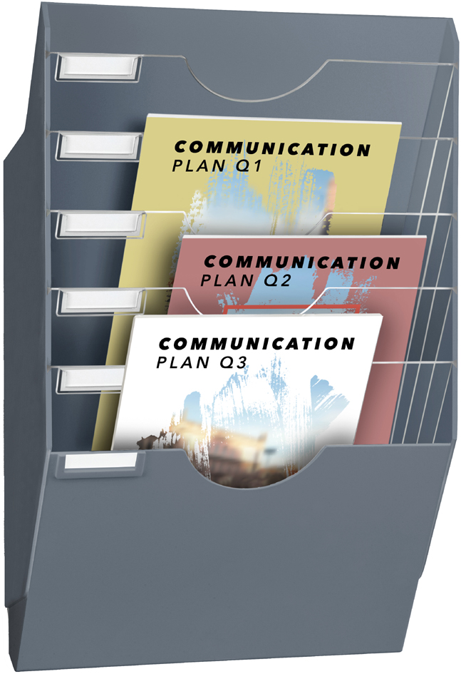 CEP Présentoir mural ReCeption, format A4, 6 cases, gris