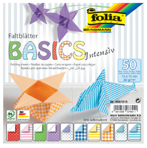 folia Papiers pour le pliage 'Basic Intensiv', 150 x 150 mm
