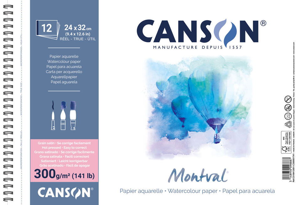 CANSON Album papier aquarelle 'Montval', 135 x 210 mm, 300 g